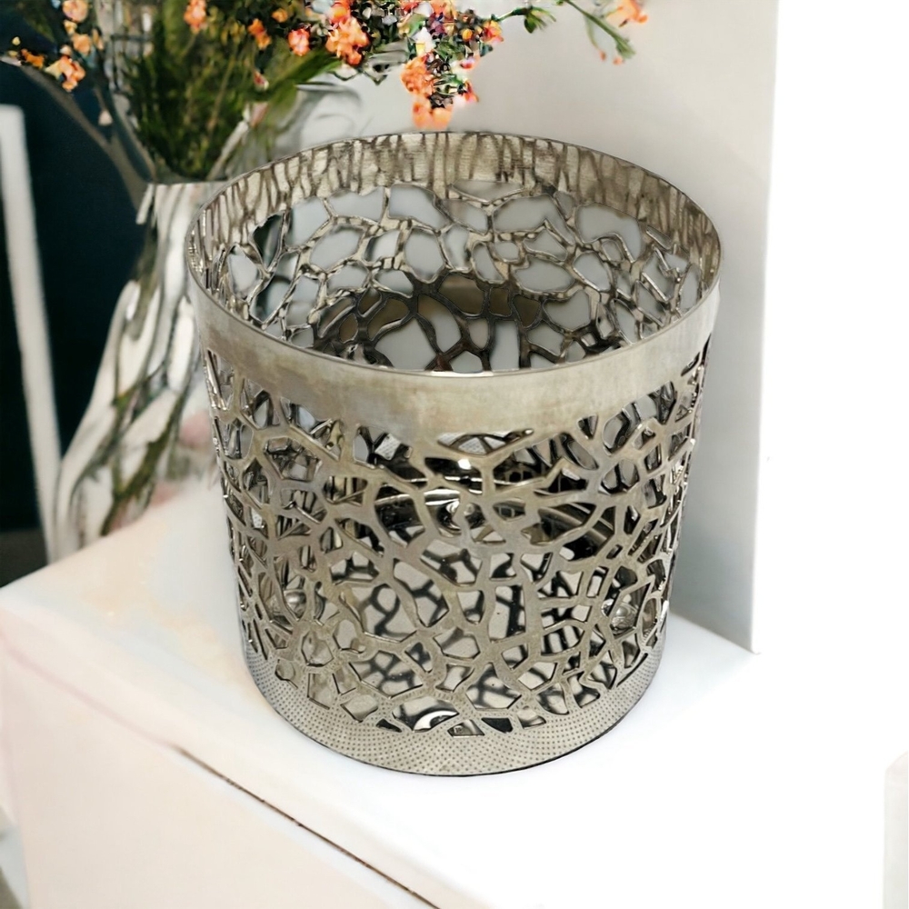 Yankee Candle Matrix Brushed Silver Metal Candle Holder 4" Candlestick New